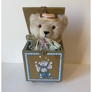Vintage Enesco Juggles the Bear Musical Jack in the Box Pat Fye Limited Edition
